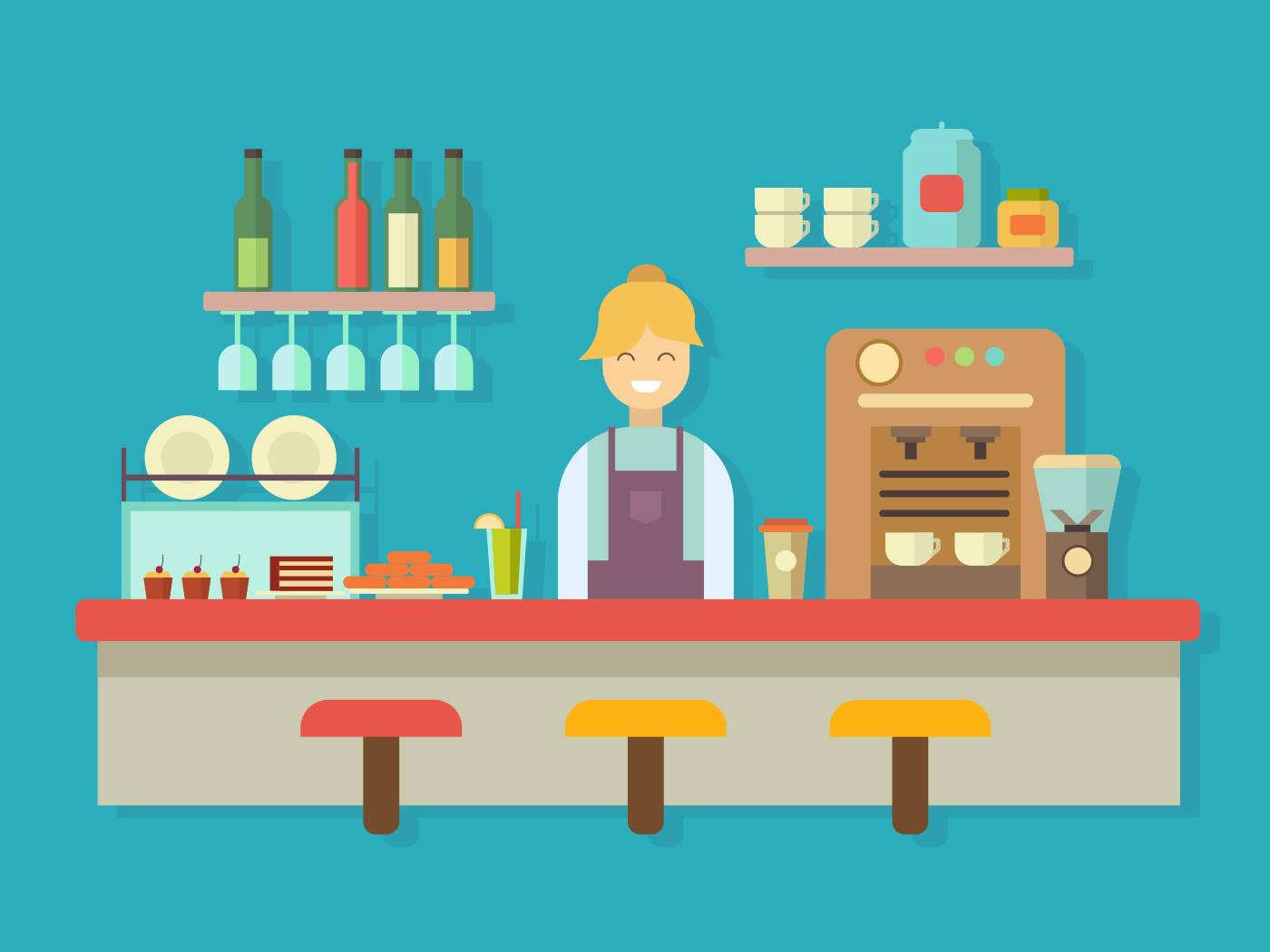 Bar counter illustration