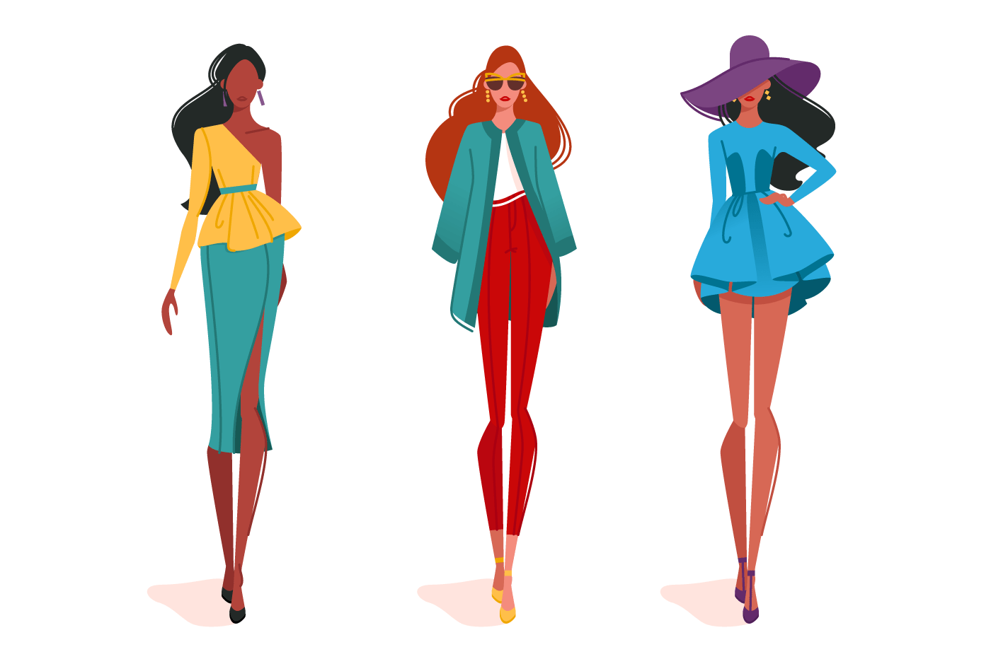 Fashionable girls in motion, on fashion show. - Kit8