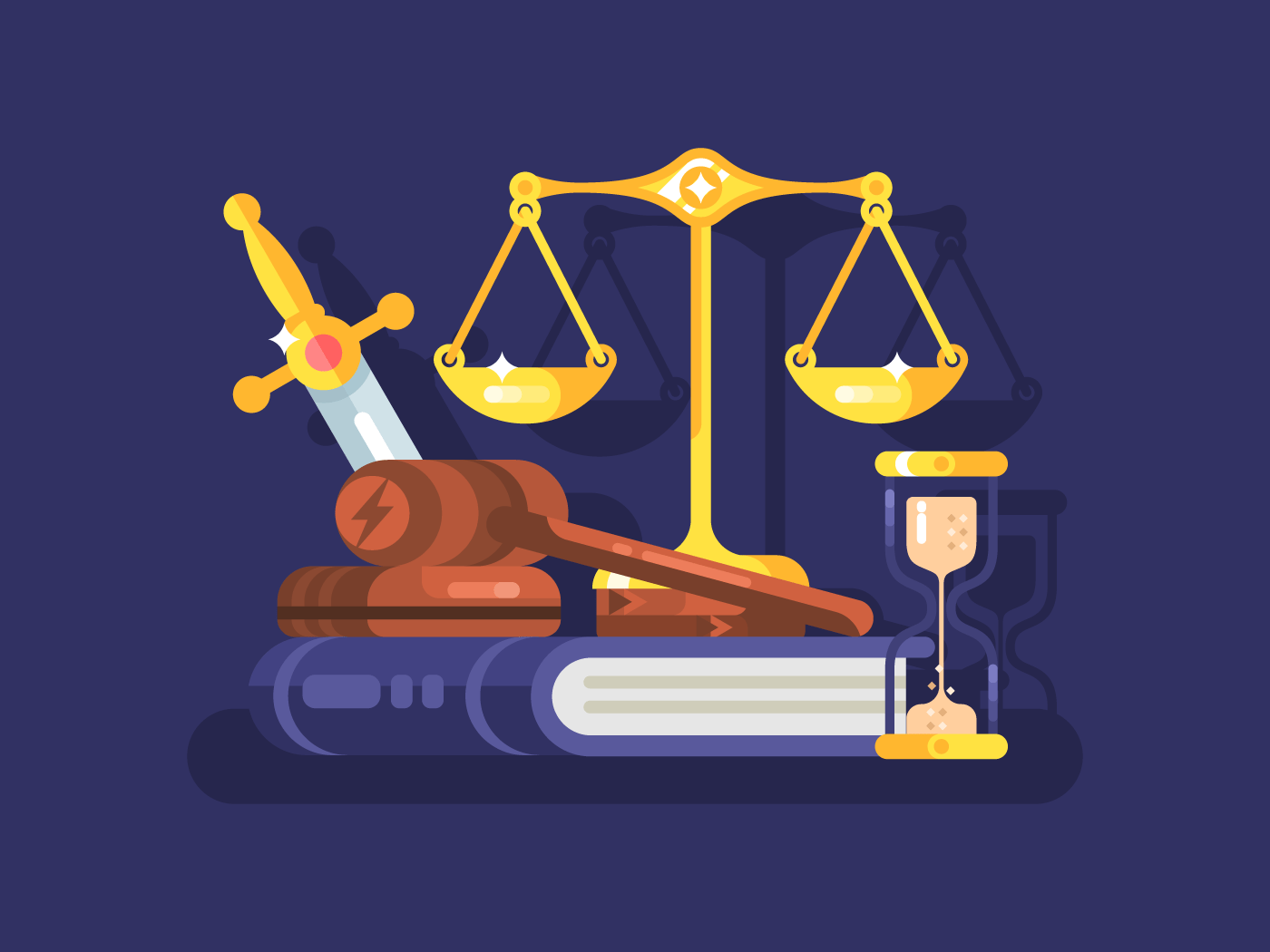 Court and law concept flat vector illustration