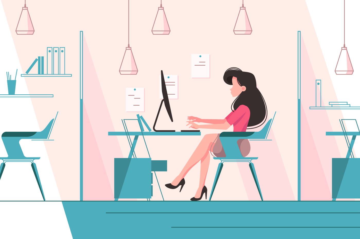 Girl working in office