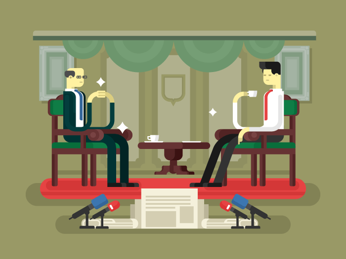 Politician interview flat vector illustration