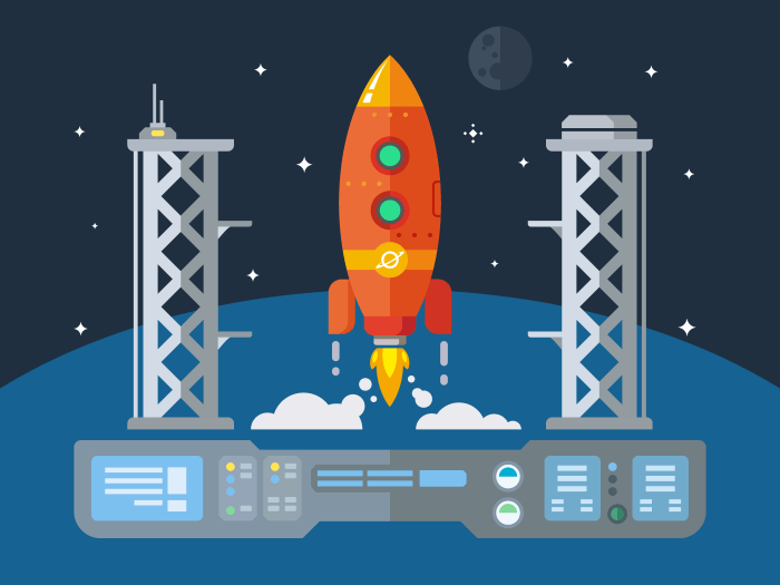 Rocket Startup flat illustration
