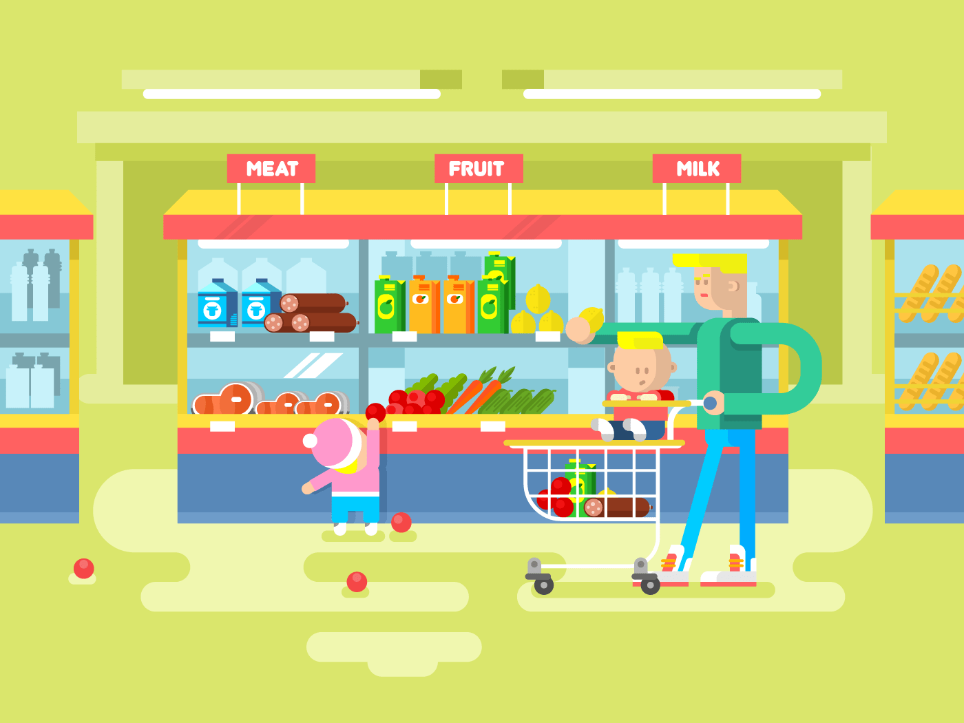 Download Supermarket design flat illustration - Kit8