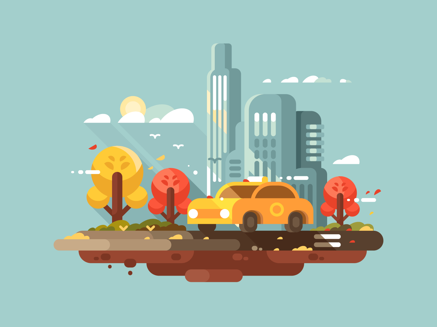 City taxi flat vector illustration