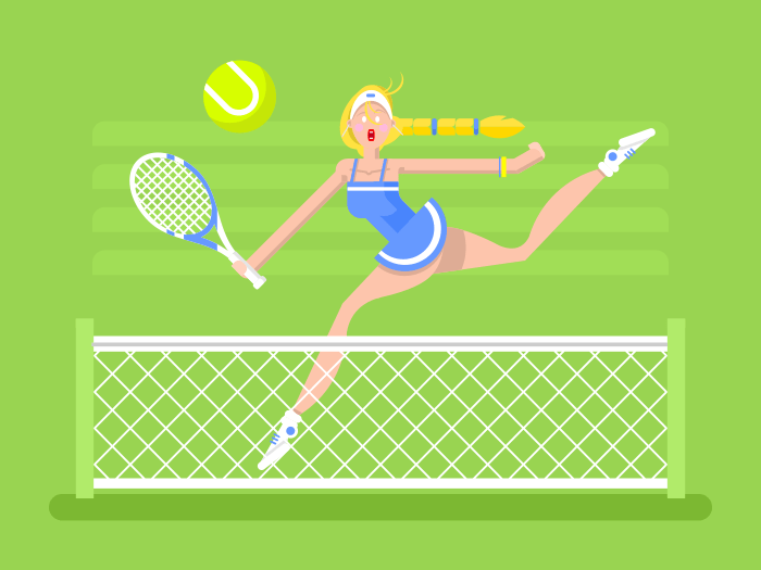 Woman tennis player flat vector illustration