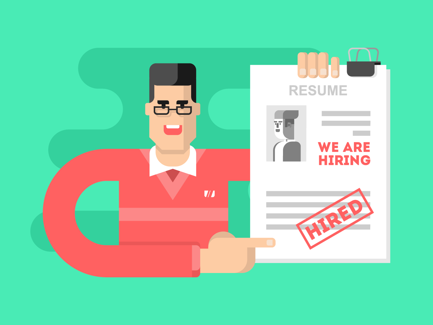 We are hiring. Accepted resume flat vector illustration