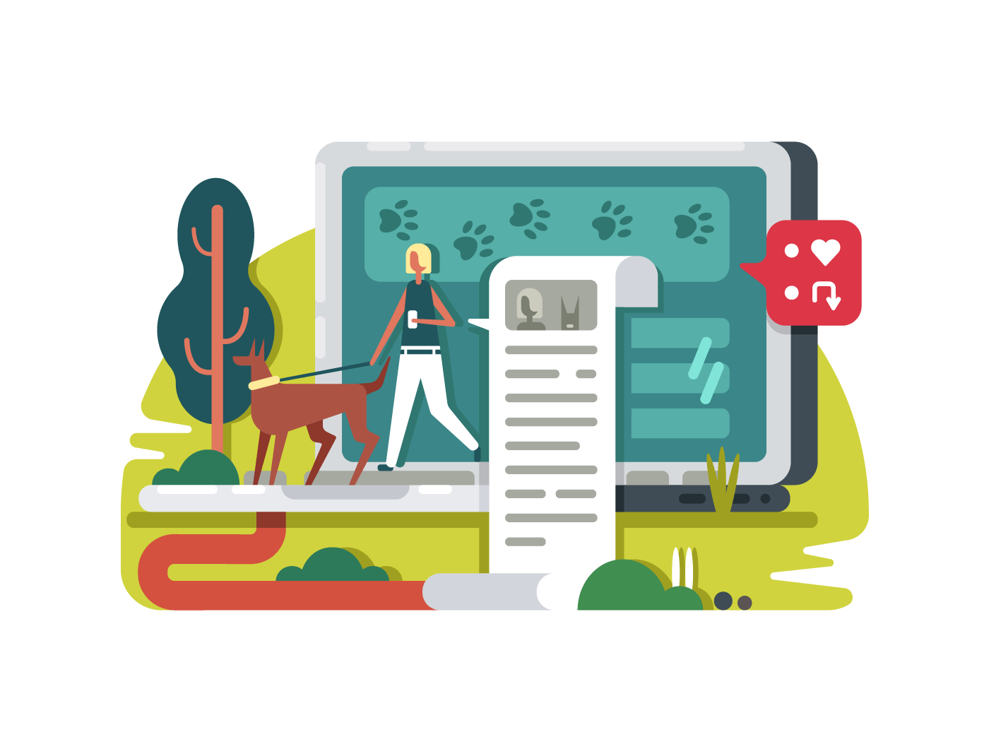 Blogging about life in internet illustration