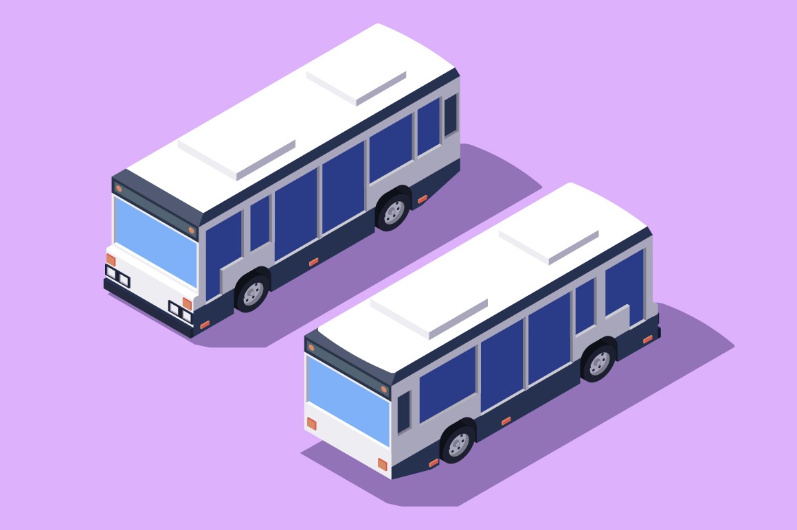 Set front and back view bus for transportation of people.
