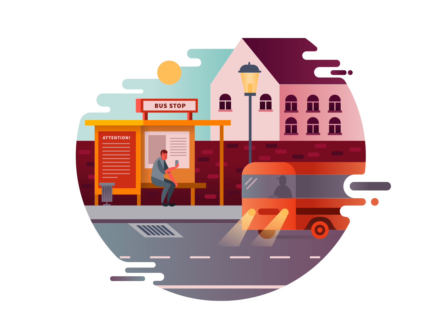 Bus stop illustration