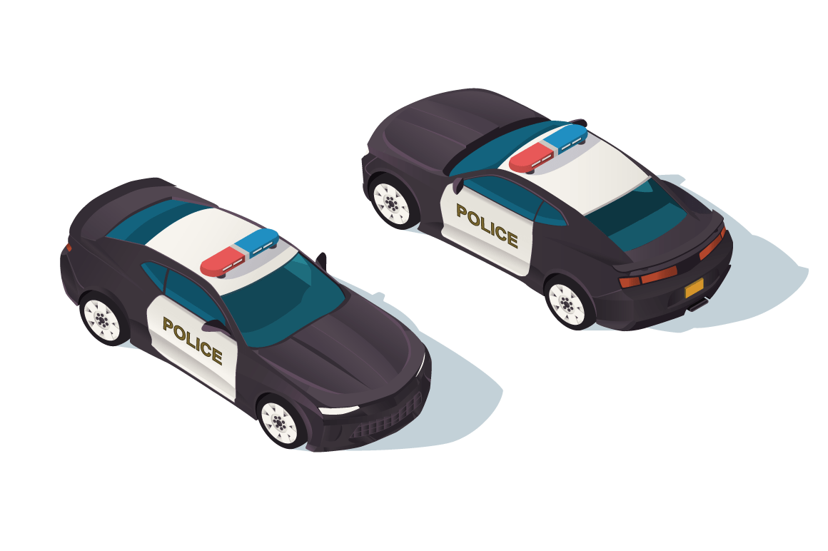 Urban modern sedan police car for protection of people.