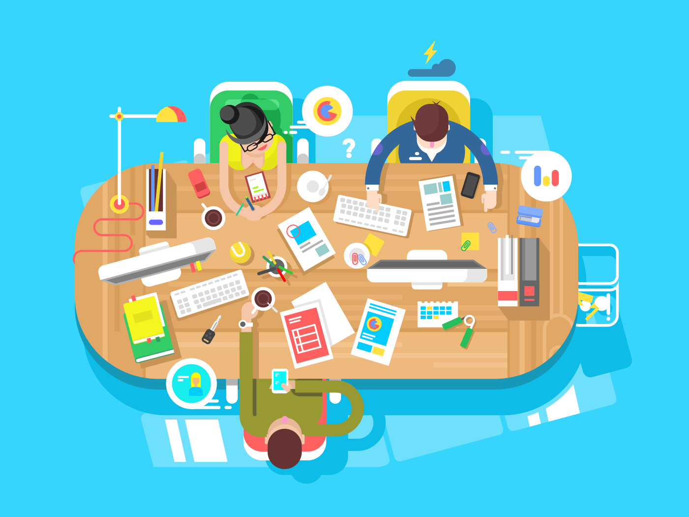 Conference office flat vector illustration