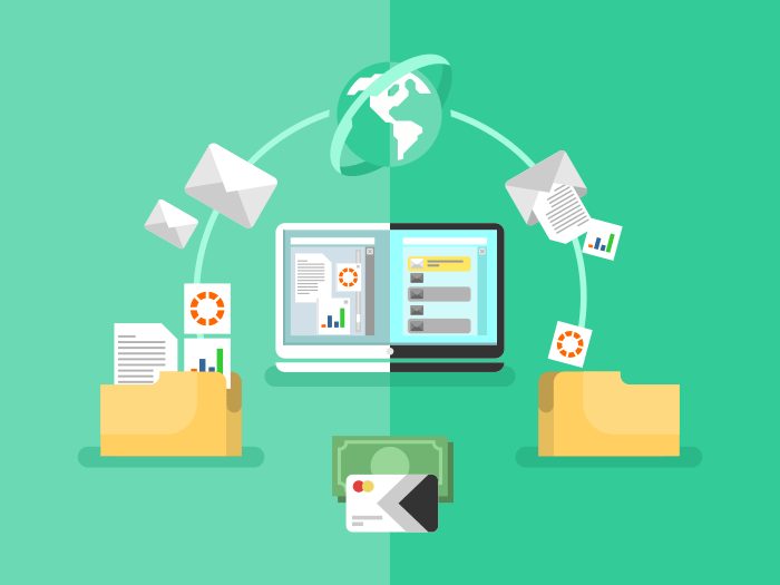 Electronic Document Management Flat Illustration Kit8