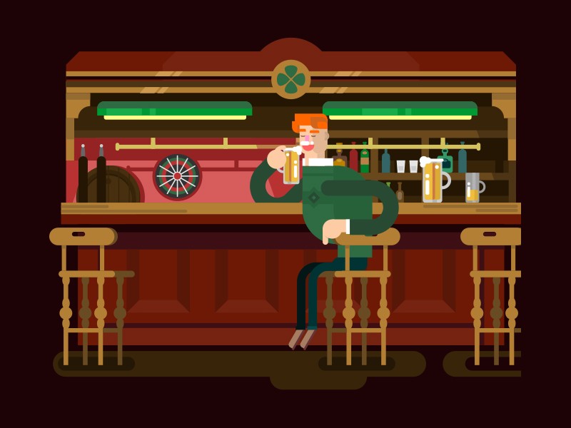 Beer pub flat vector illustration