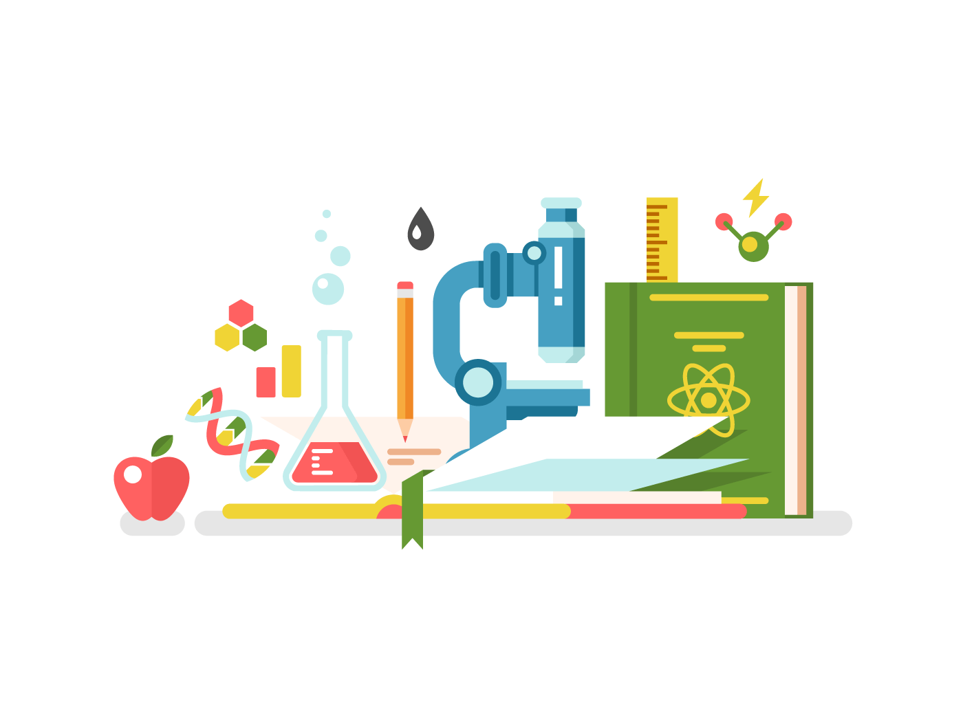 Science and education flat vector illustration