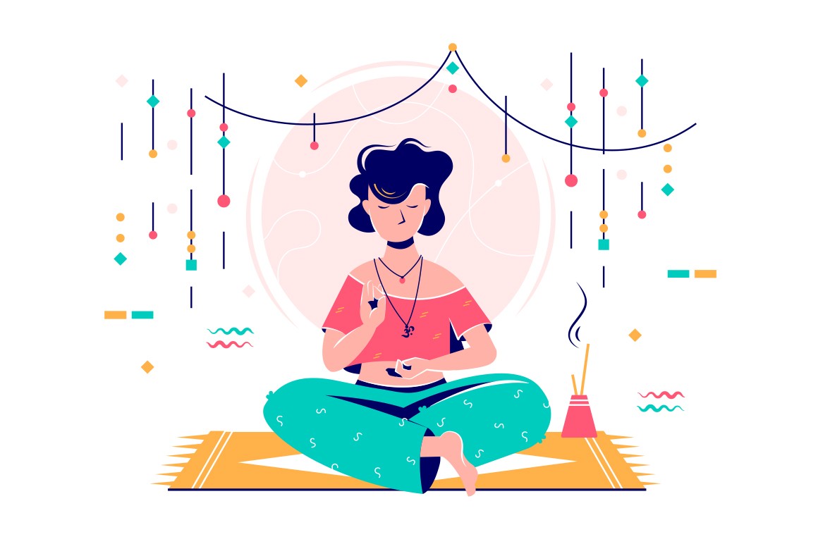 Woman at meditation session