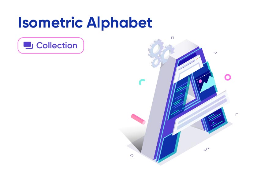 Isometric Alphabet letters collection