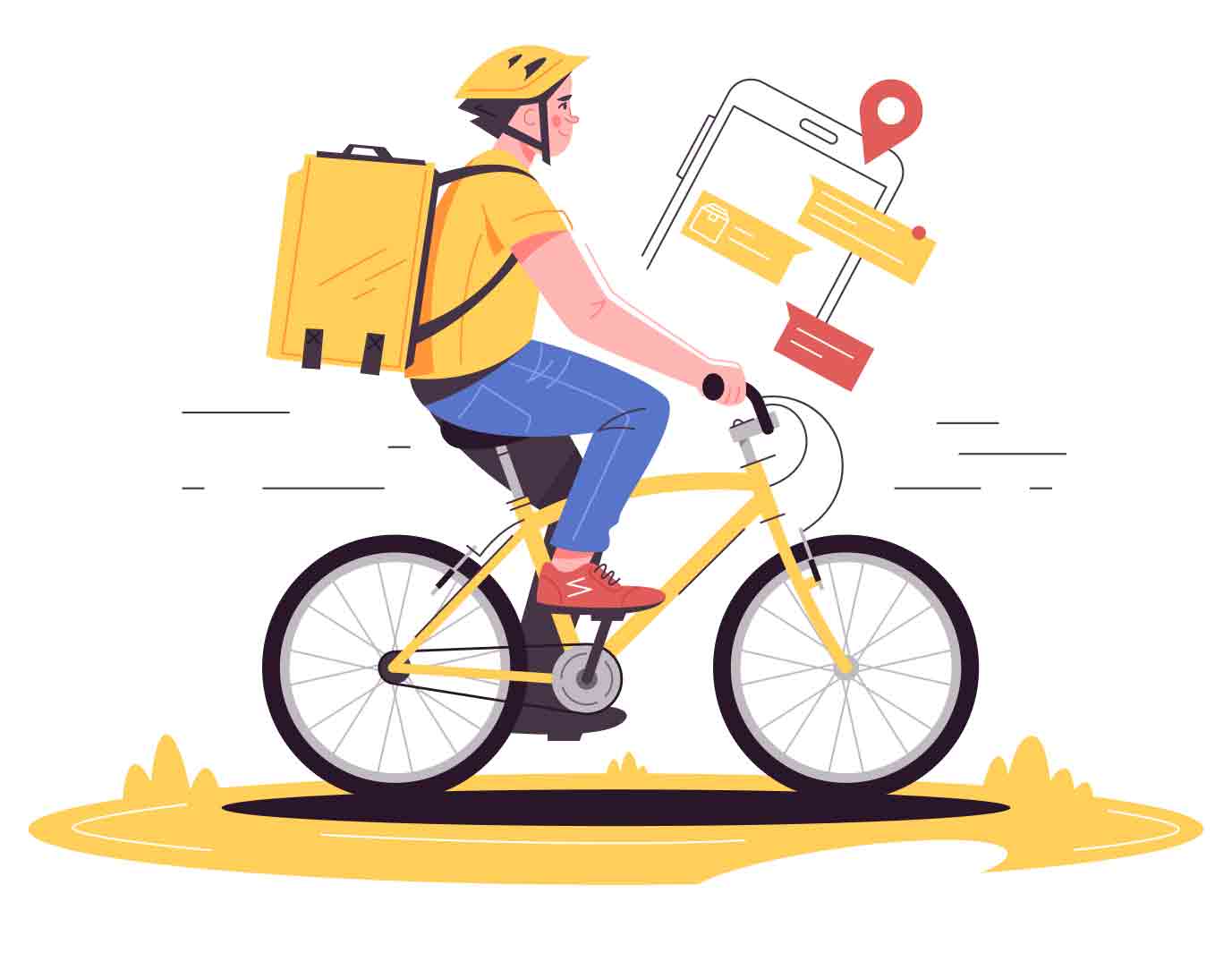 Illustrations are all about delivery related services. Fast and safe delivery of any kind of physical products right on time. Vector illustrations.