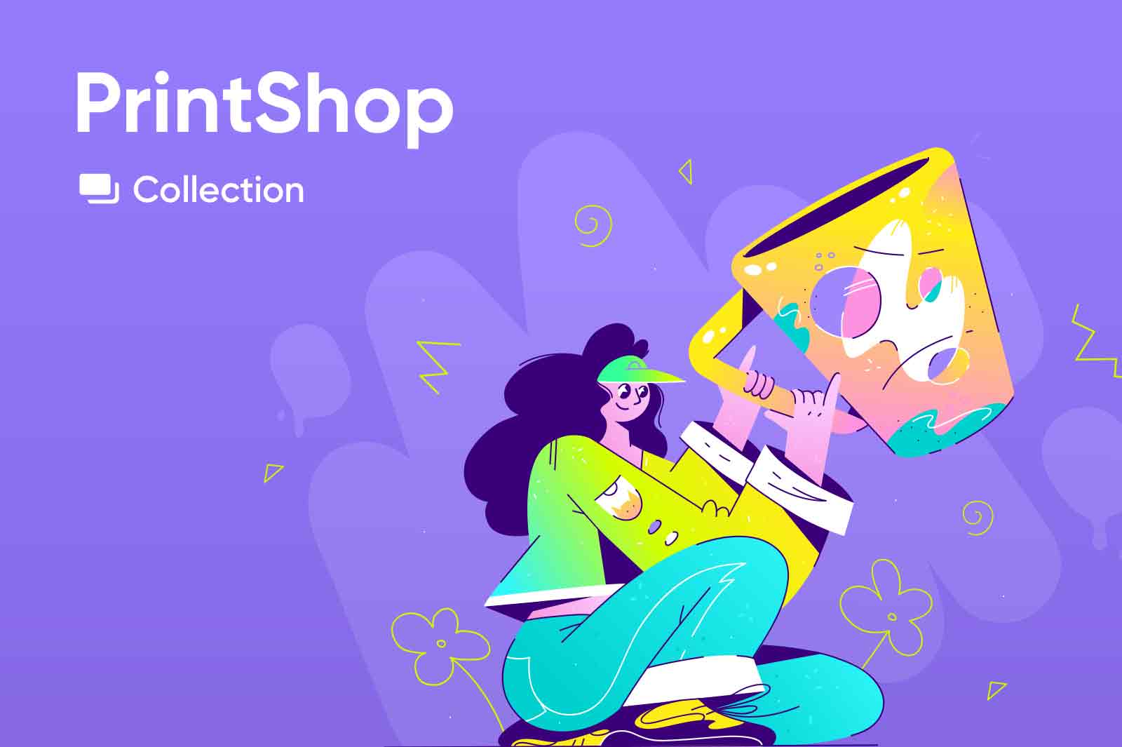 Colorful series of illustrations perfectly suitable for prints related shops. Vector character illustrations.