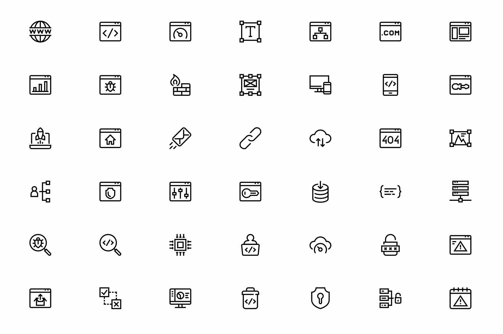 Front end web development icons set vector illustration. Software, coding, website line icon. Technology, digital and programming concept