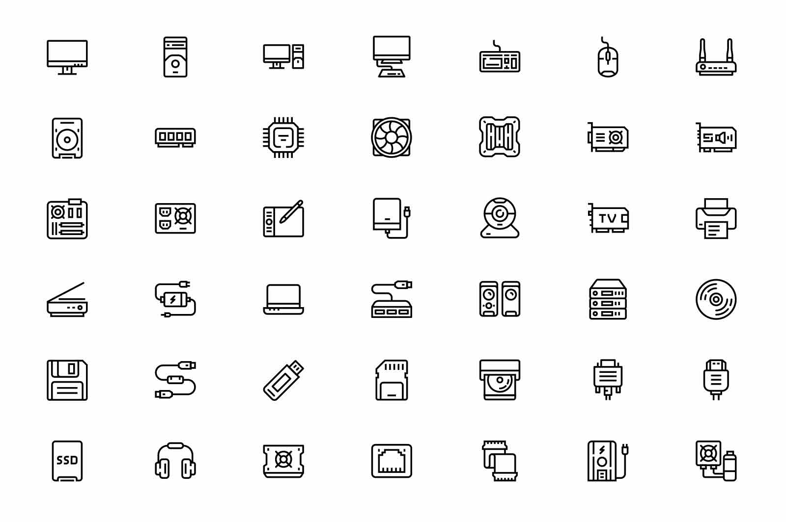Modern digital devices icons set vector illustration. Computers and accessories line icon. Technology and electronics concept