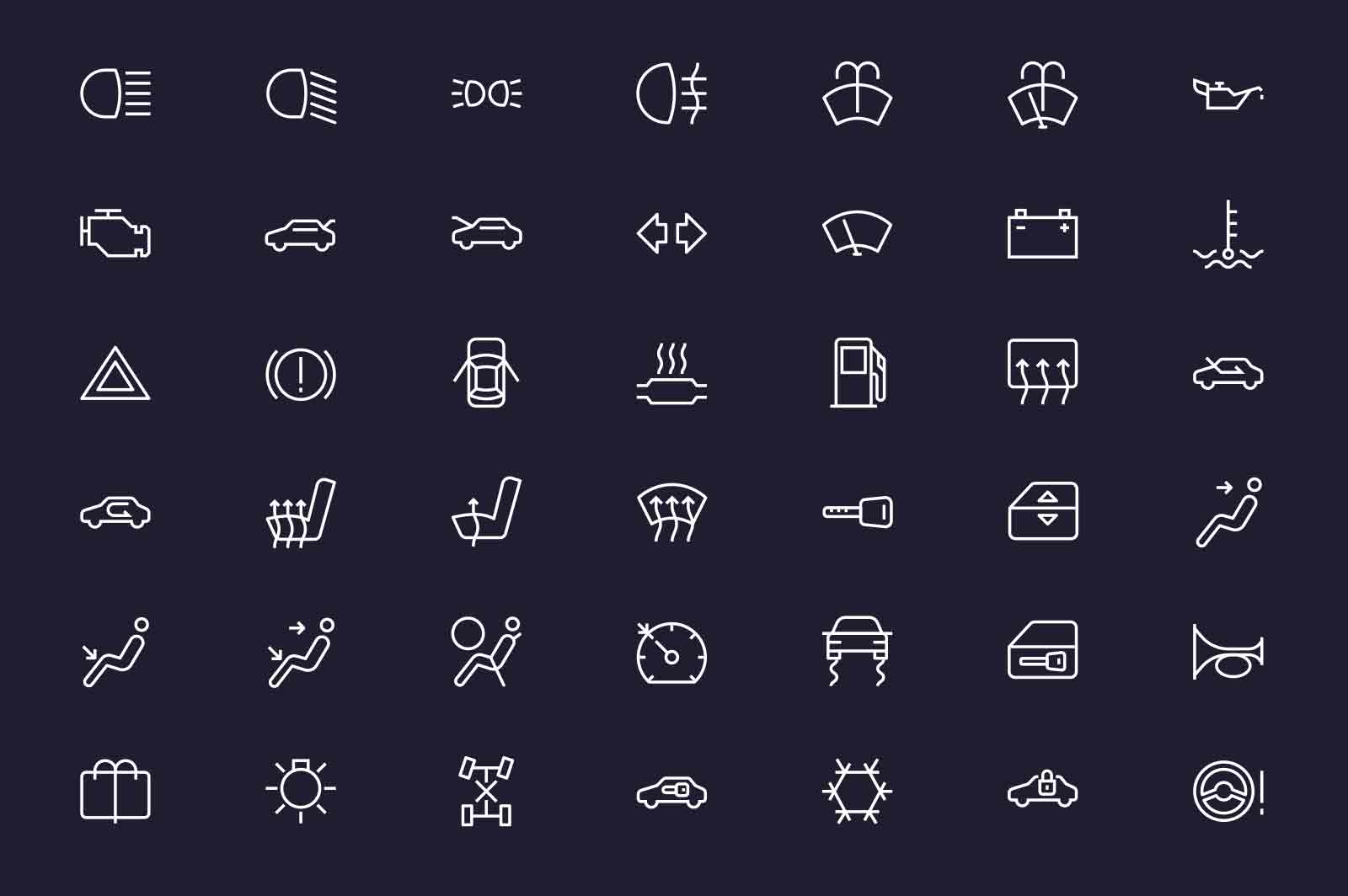 Dashboard with useful optimization icons set vector illustration. Auto related button linear icon. Dark background
