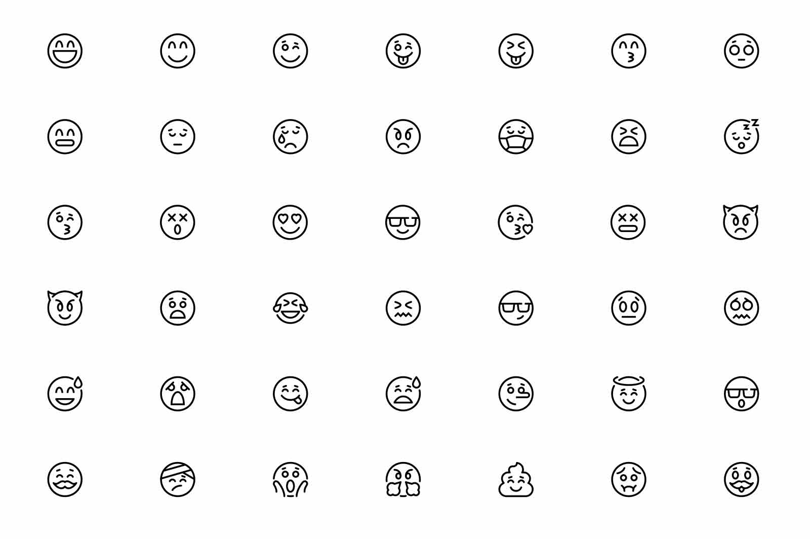 Emojis with emotions icons set vector illustration. Way to express emotion in texting line icon. Smiley, facial expression concept