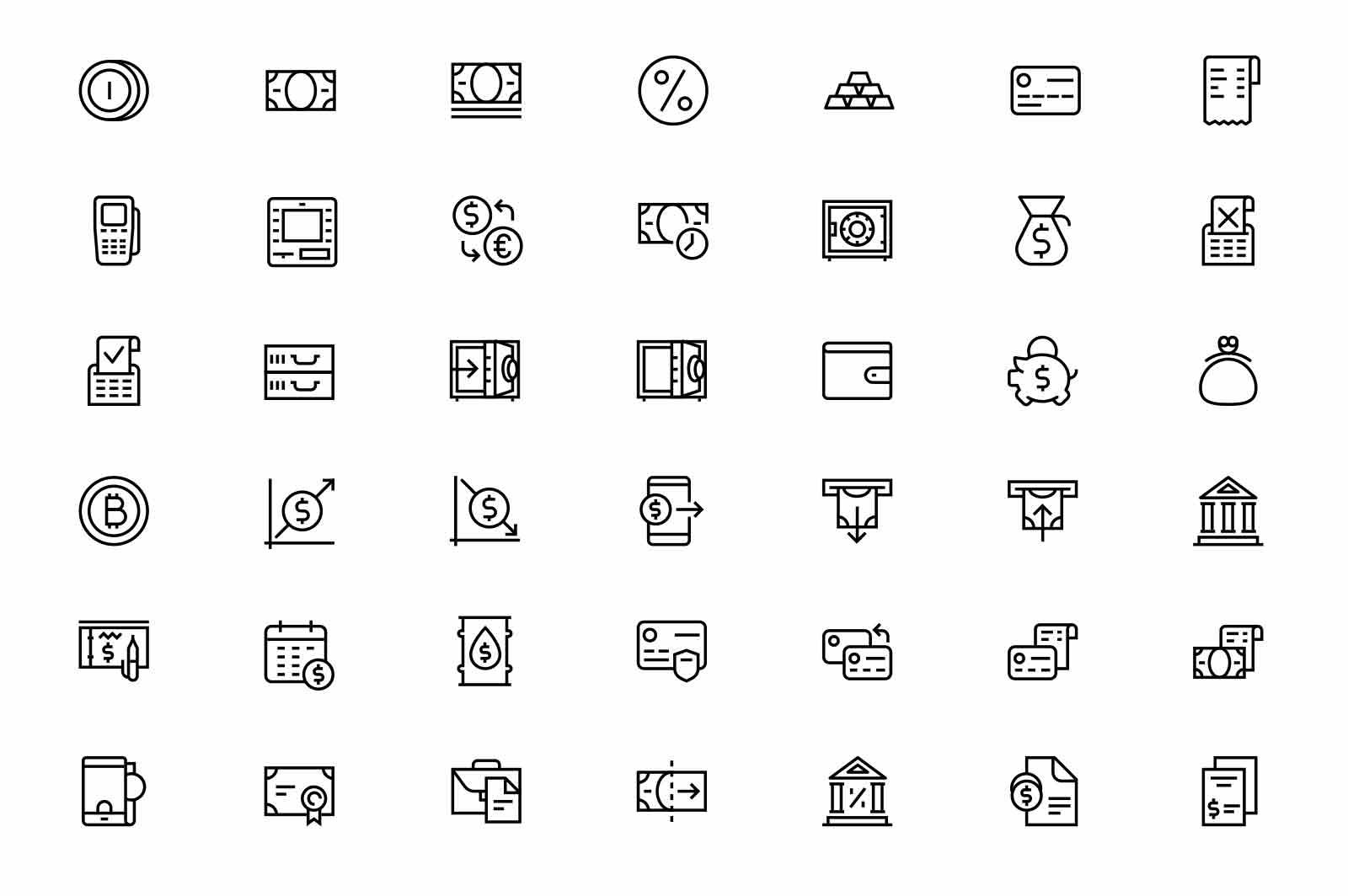 Economy and finance icons set vector illustration. Banking business, exchange rate line icon. Money and investment concept