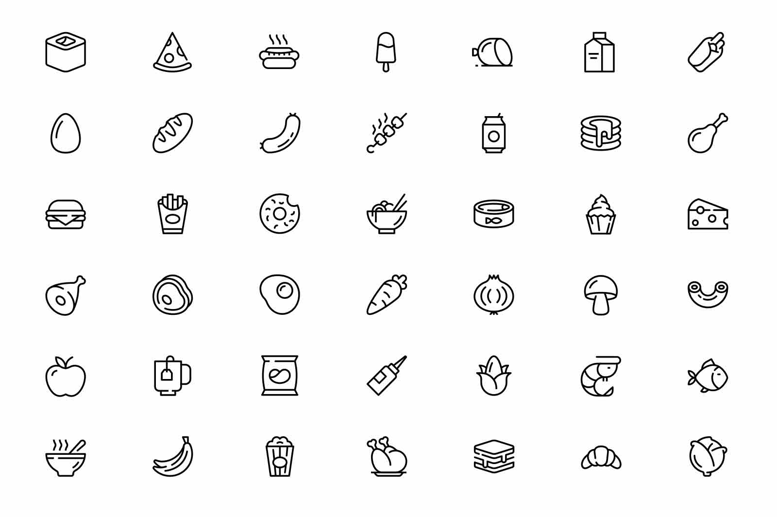 Food and drink related icons set vector illustration. Homemade, fast food and take away line icon. Eating and nutrition concept