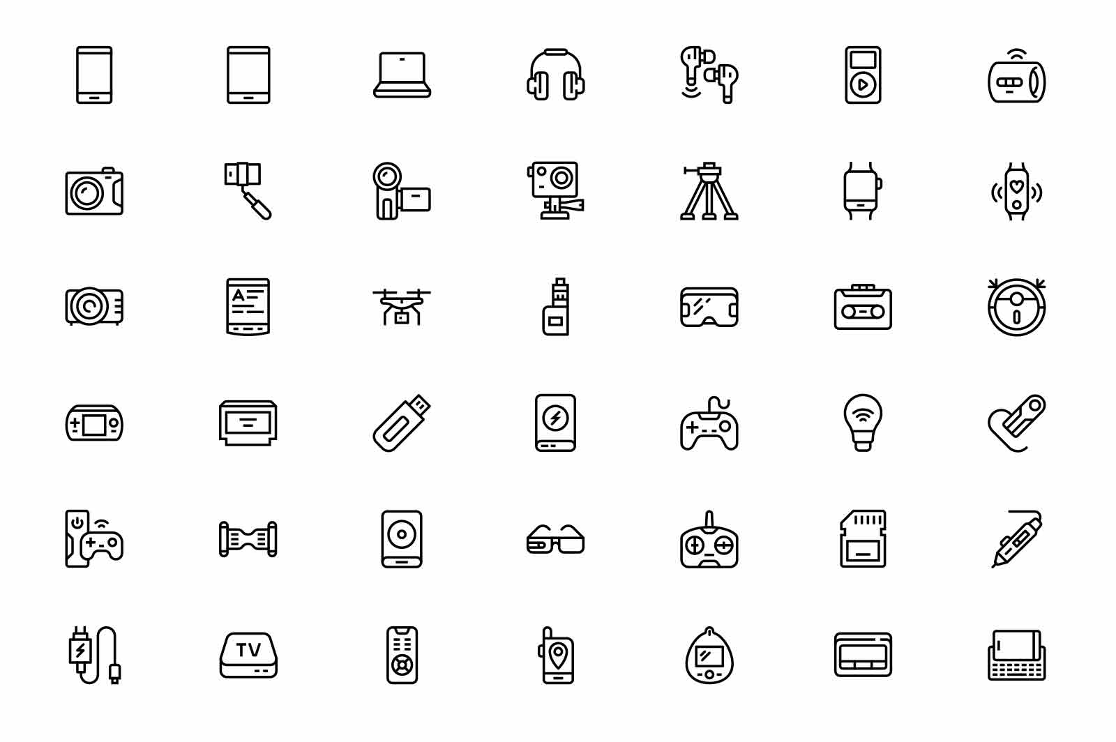 New and old media devices icons set vector illustration. Gadgets to easy life line icon. Modern technology and development concept
