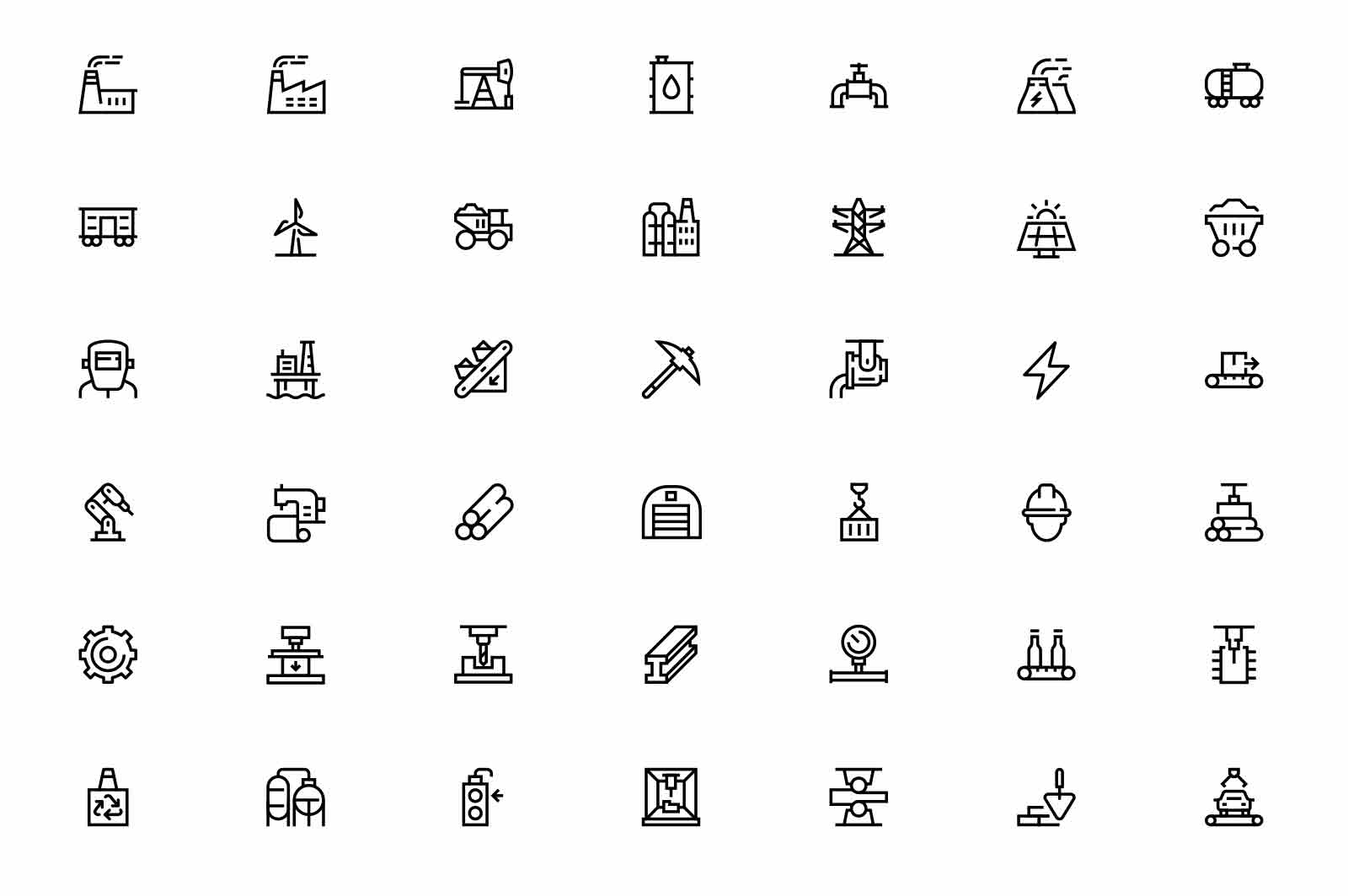 Set of industrial buildings icons set vector illustration. Heavy industry power and nuclear plants line icon. Factory, development concept