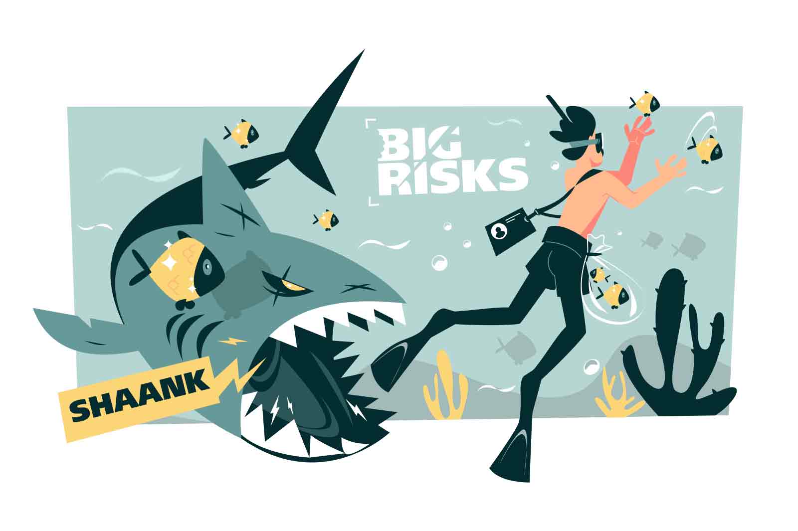 Big risks, danger, extreme leisure or financial situation visualization vector illustration. Business dangers and challenges management