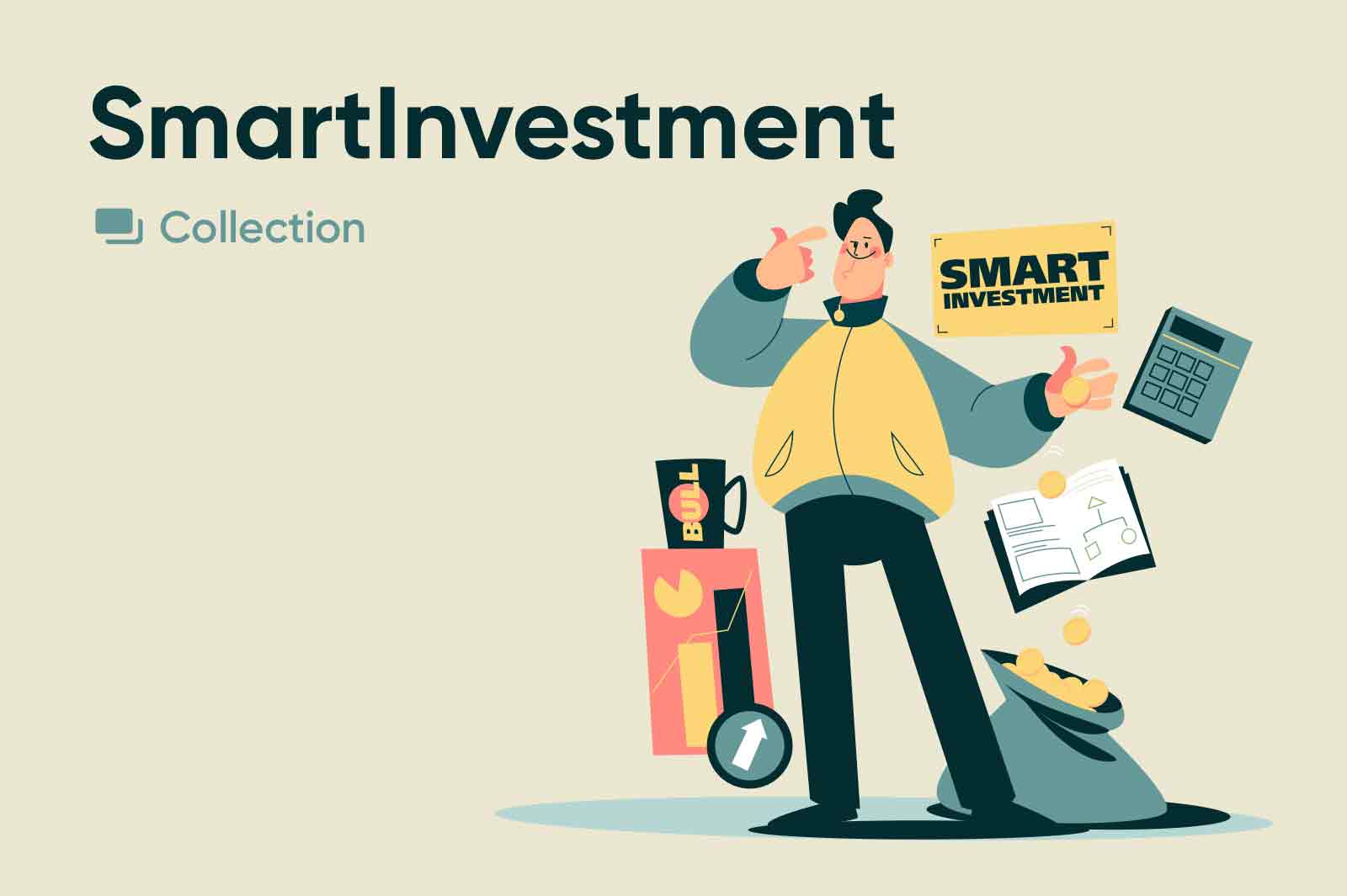 All about money investing with a smart and not so smart ways ) Vector illustrations.