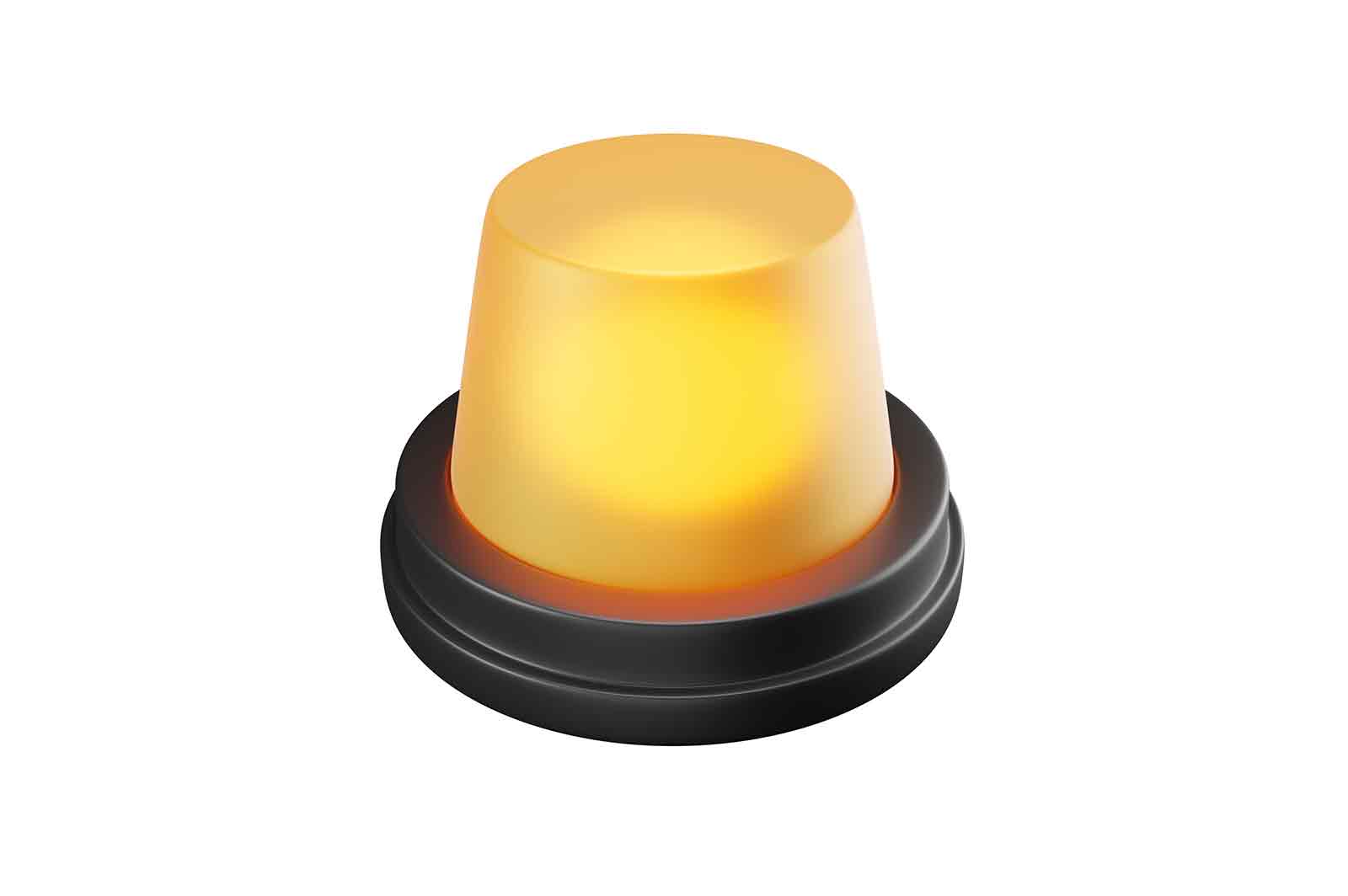 Yellow police light icon, danger hazard car top flashers 3d rendered illustration. Alarm lamp 3d isometric. Siren for emergency medical vehicles.
