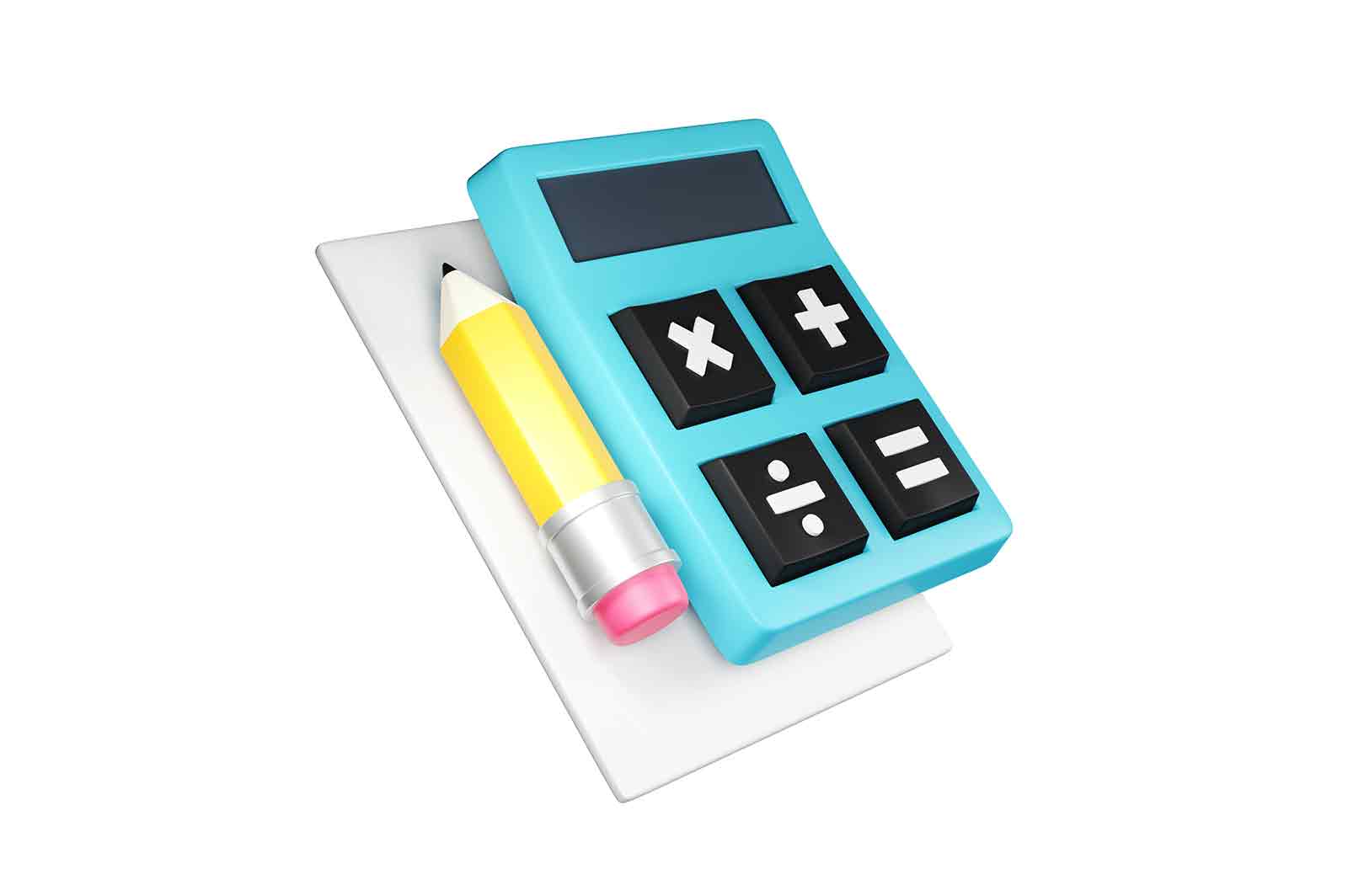 Business calculator icon with display and buttons 3D rendred illustration. Accounting, finance or business mobile phone application.