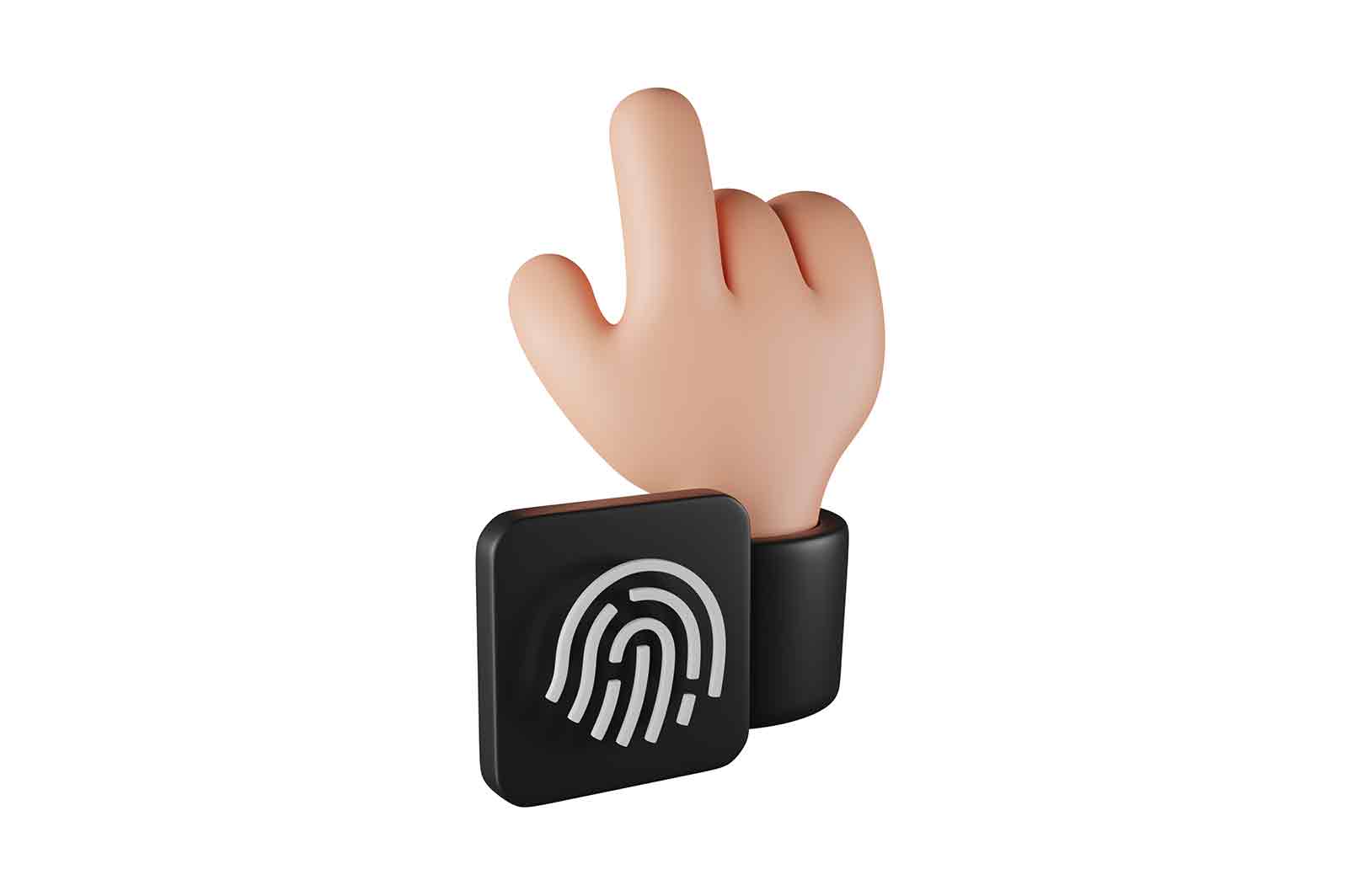 Biometric fingerprint identification icon, 3d rendered illustration. Cyber security, data protection and privacy 3d isometric concept