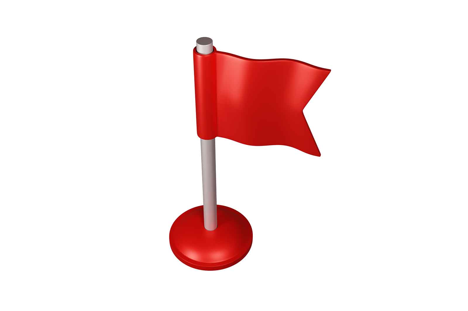 Red flag breakthrough 3d icon, geolocation pointer or location sign for navigation 3d rendered illustration. 