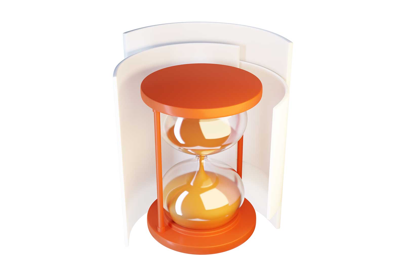 Hourglass, sand clock icon, time management project vector illustration. Invertible device 3d renderted illustration.