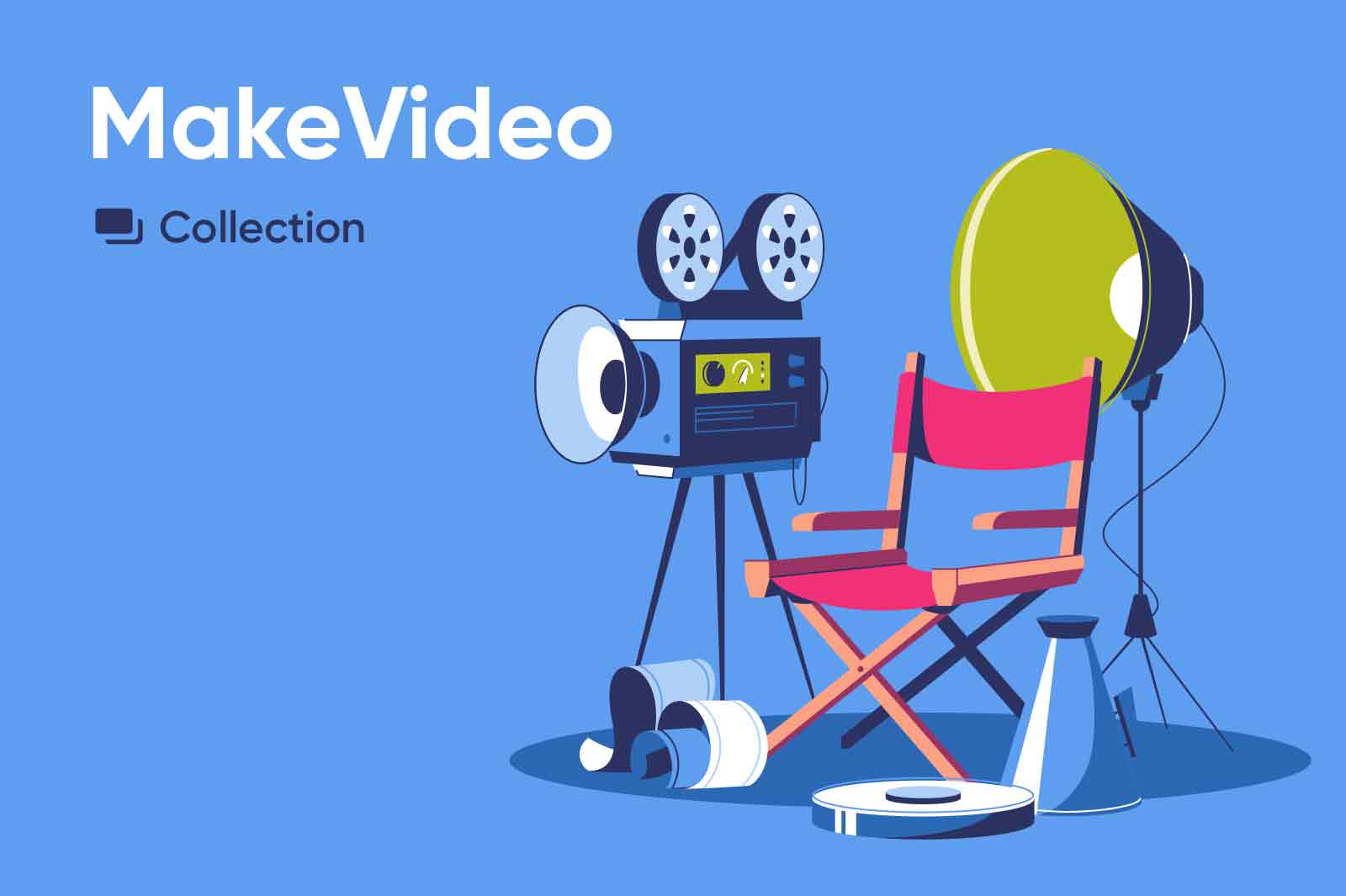 Series about making video in all forms and stages, video production for professionals and enthusiasts. Vector character illustrations.