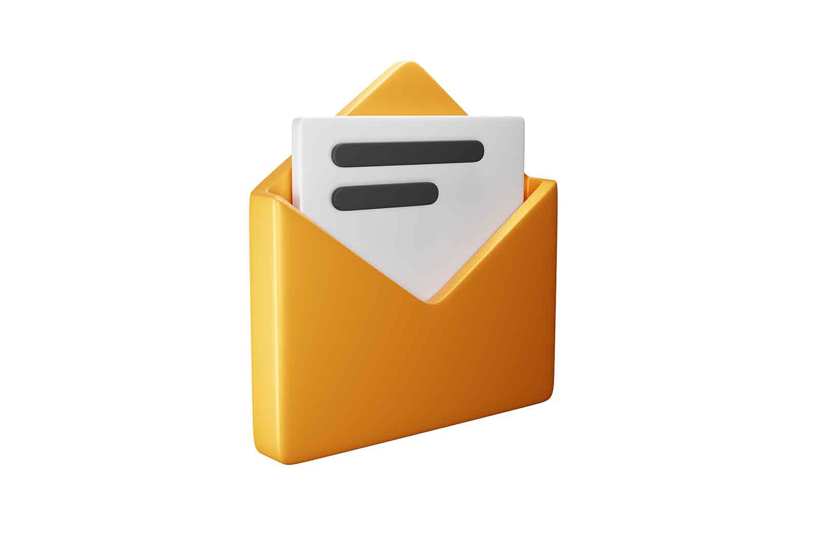 Open envelope with letter icon, email and correspondence 3D rendered illustration. Read online message, communication.