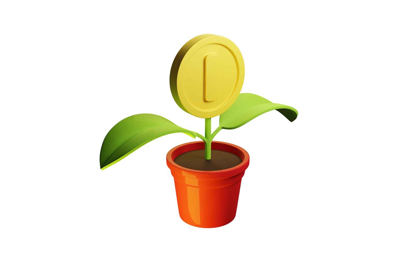 Money tree plant with coin icon, business profit investment 3D rendered illustration.