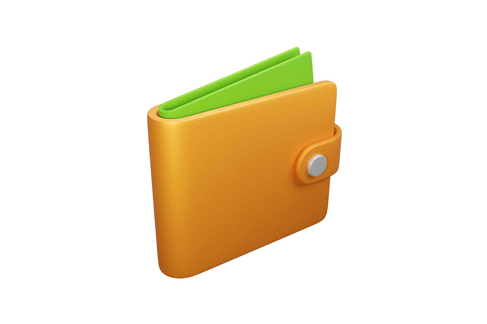 Wallet with paper currency icon, purse for storing and carrying banknotes with clasp business 3d rendered illustration.