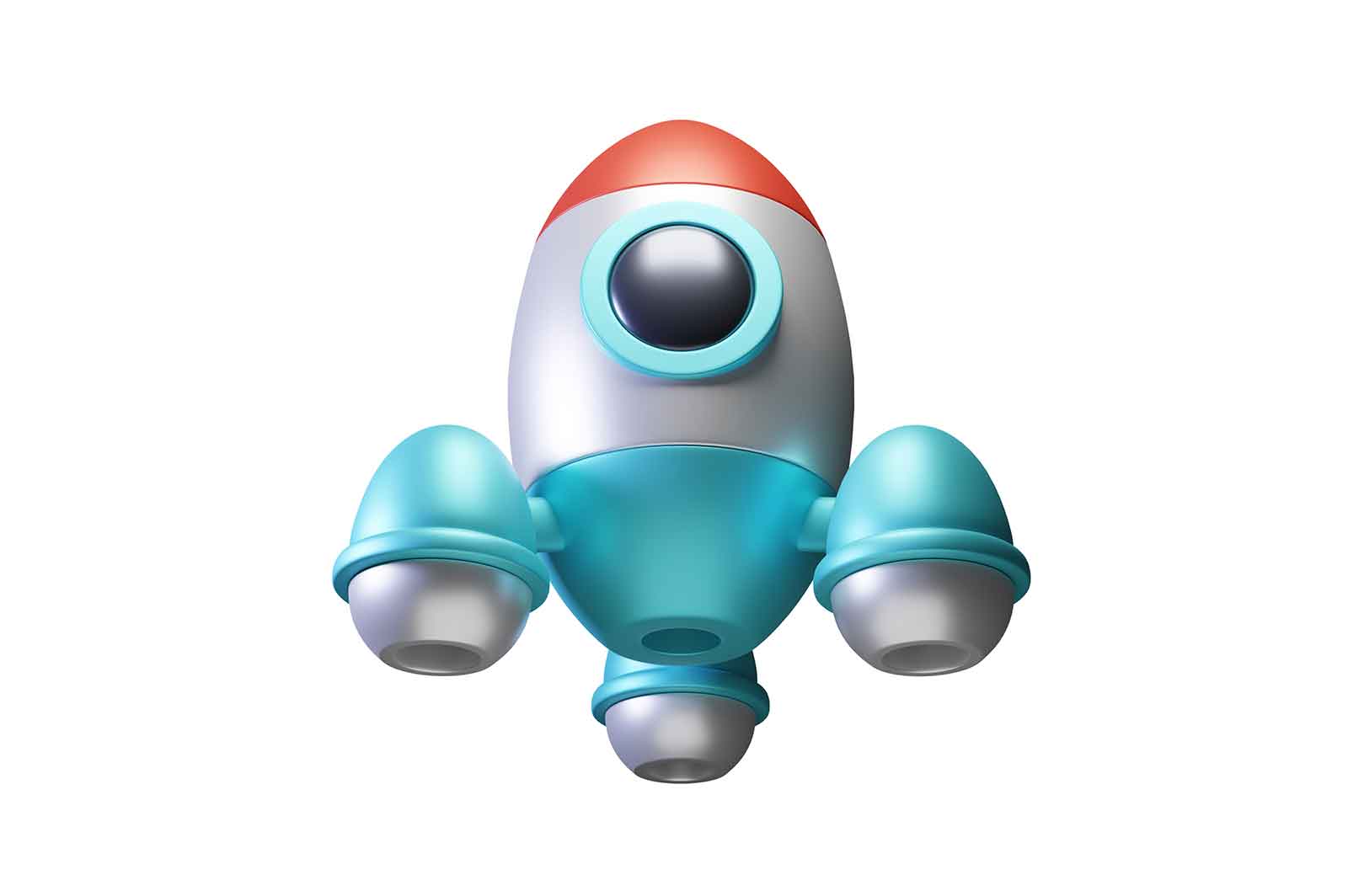 Rocket launch icon, start-up of new project 3D illustration. Spaceship, rocketship 3d isometric. Business development concept