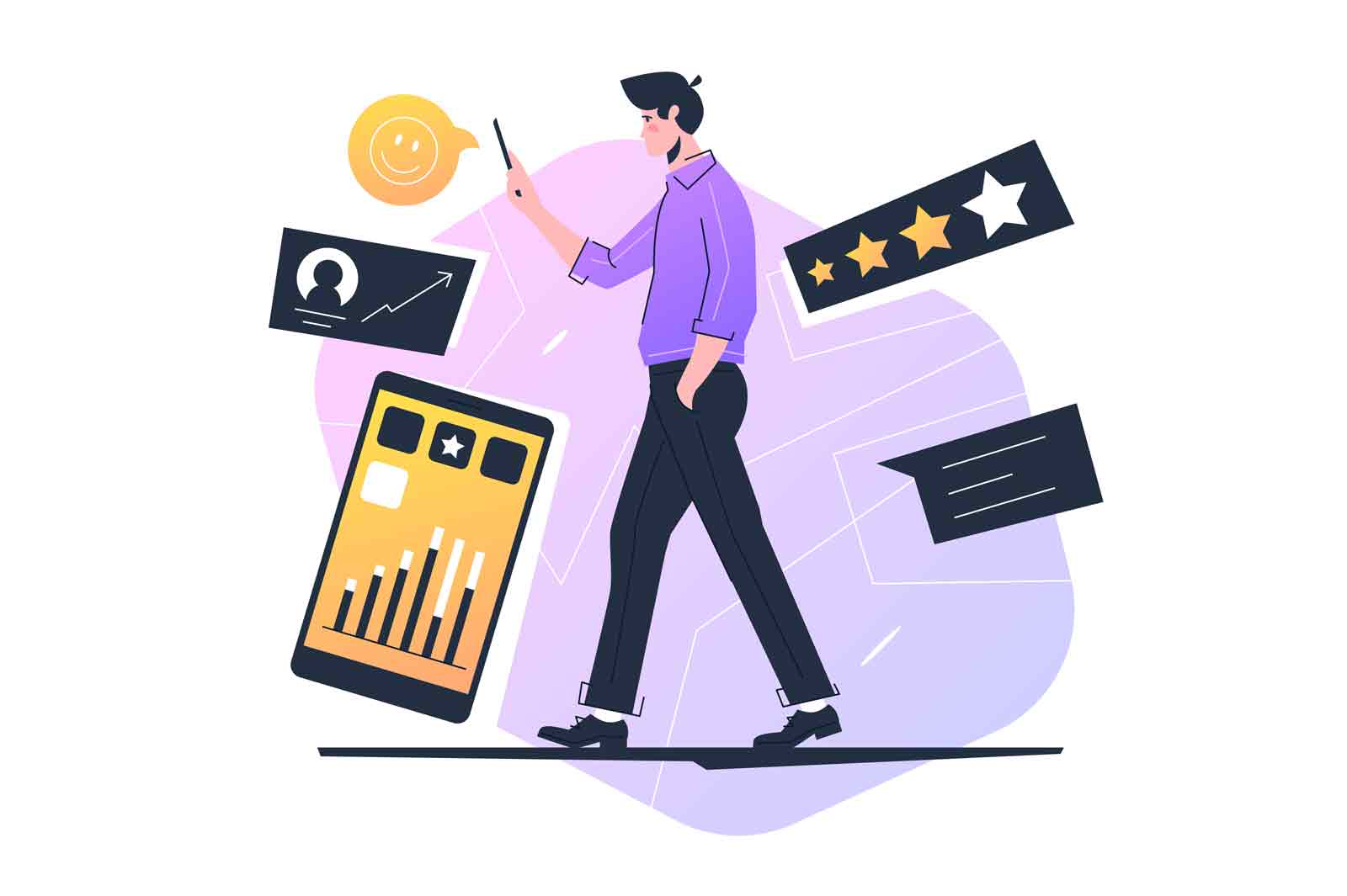 User experience, customer testimonials, vote and feedback, rating and liked vector illustration. Evaluation of online support, contract service
