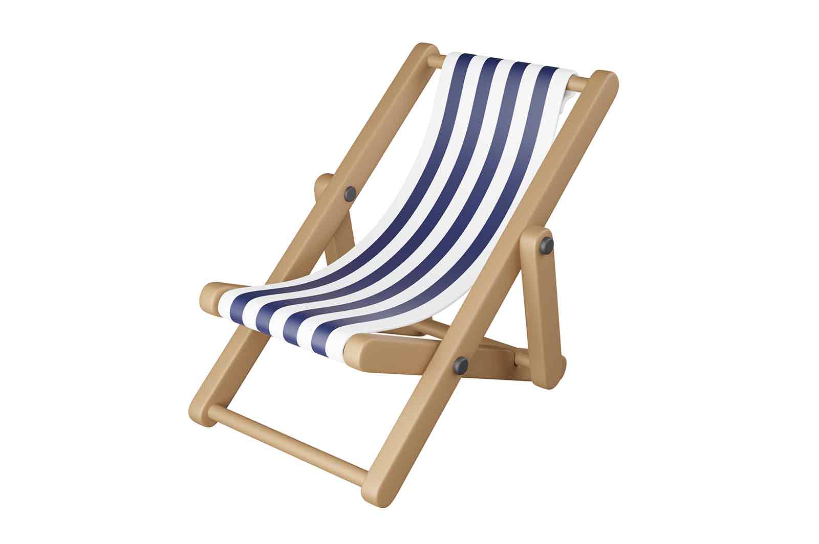 Deckchair 3d rendered icon illustration. Beach chair or chaise-longue for relaxing on beach. Summer time concept