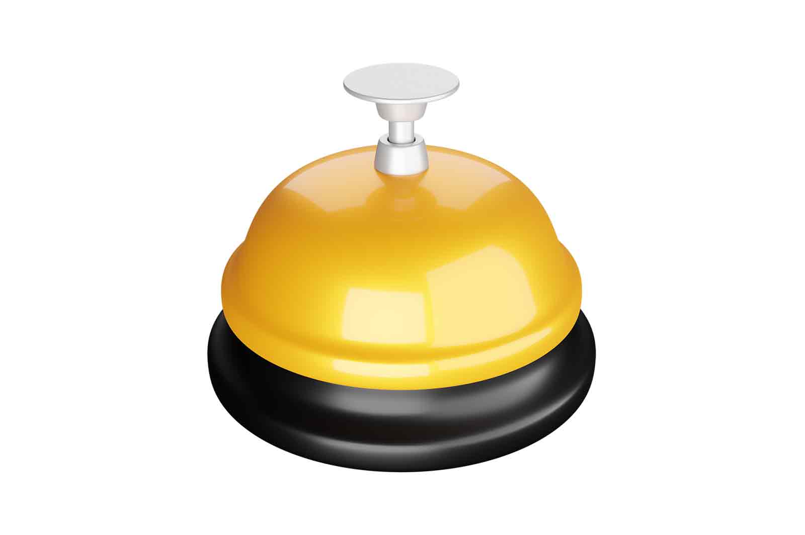 Reception bell for concierge support or alarm 3d rendered icon illustration. Service desk bell. Sound signal equipment