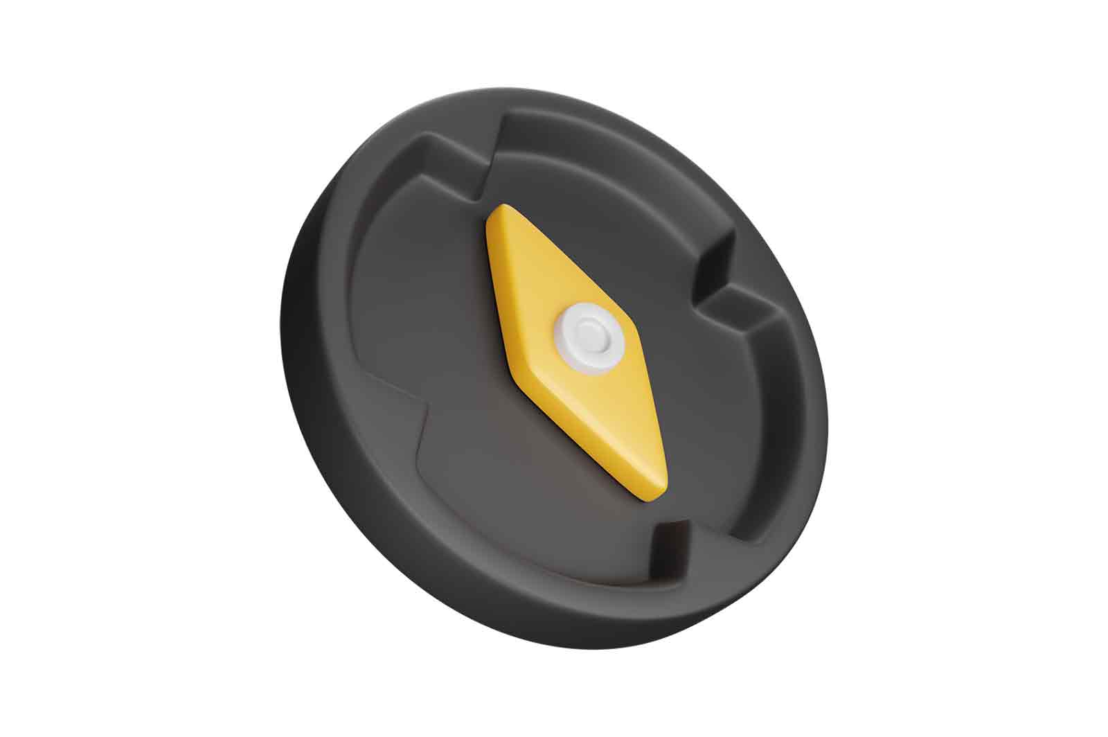 Compass or navigation device for tourists 3d rendered icon illustration. Topography instrument and orientation object