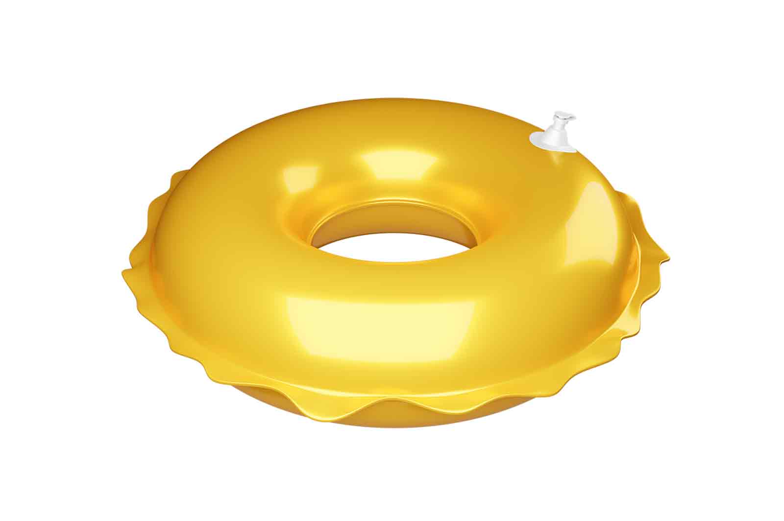 Yellow safety inflatable rubber ring 3d rendered icon illustration. Lifebuoy, swimming buoy and summer beach toy for children