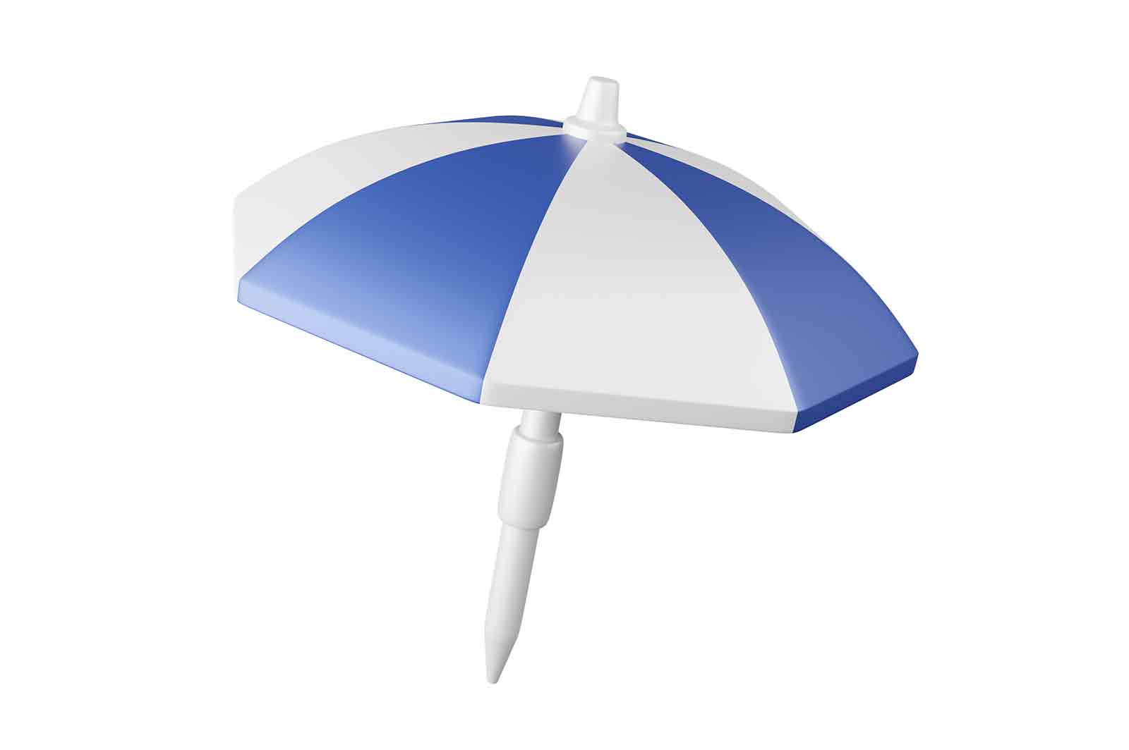 Beach holiday sun protection umbrella 3d rendered icon illustration. Colourful summer parasol, protective device against sun