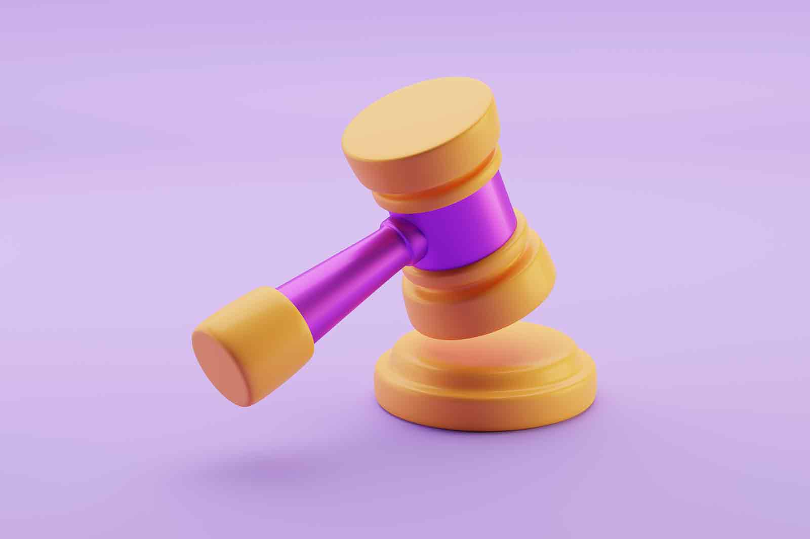 Auction hammer 3d rendered icon illustration. Gavel for auction sales or court hearing, symbol of legislation authority