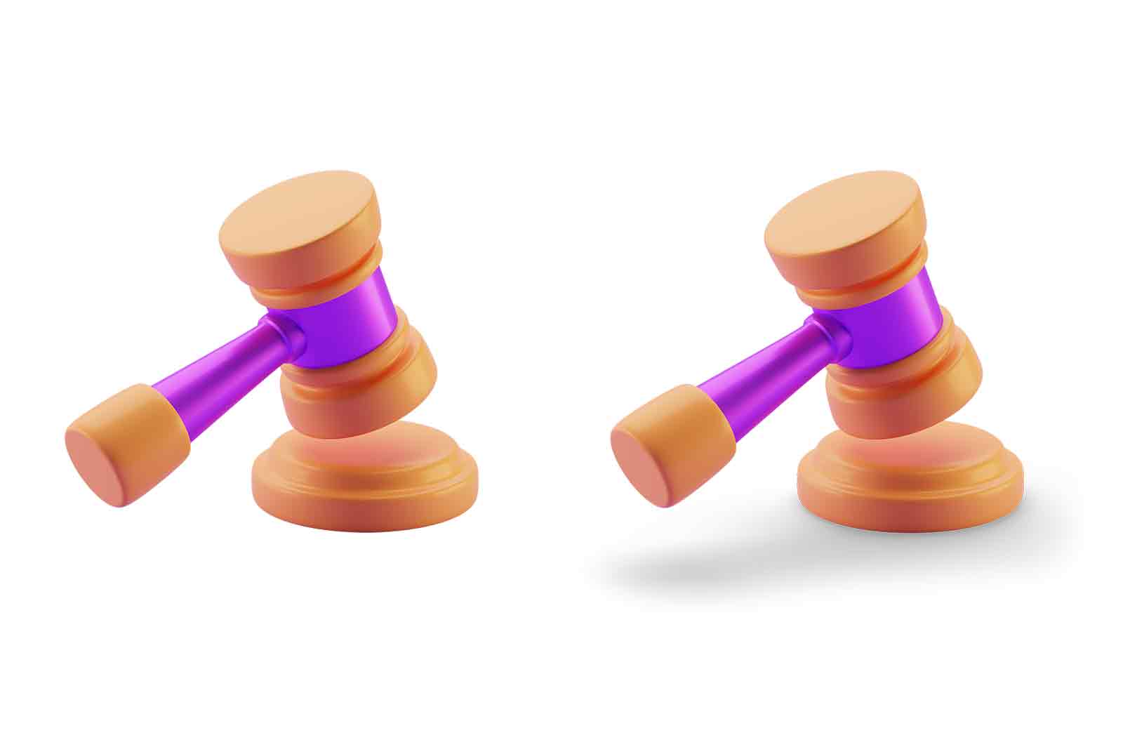 Auction hammer 3d rendered icon illustration. Gavel for auction sales or court hearing, symbol of legislation authority